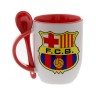 Красная кружка с ложкой с логотипом Барселона